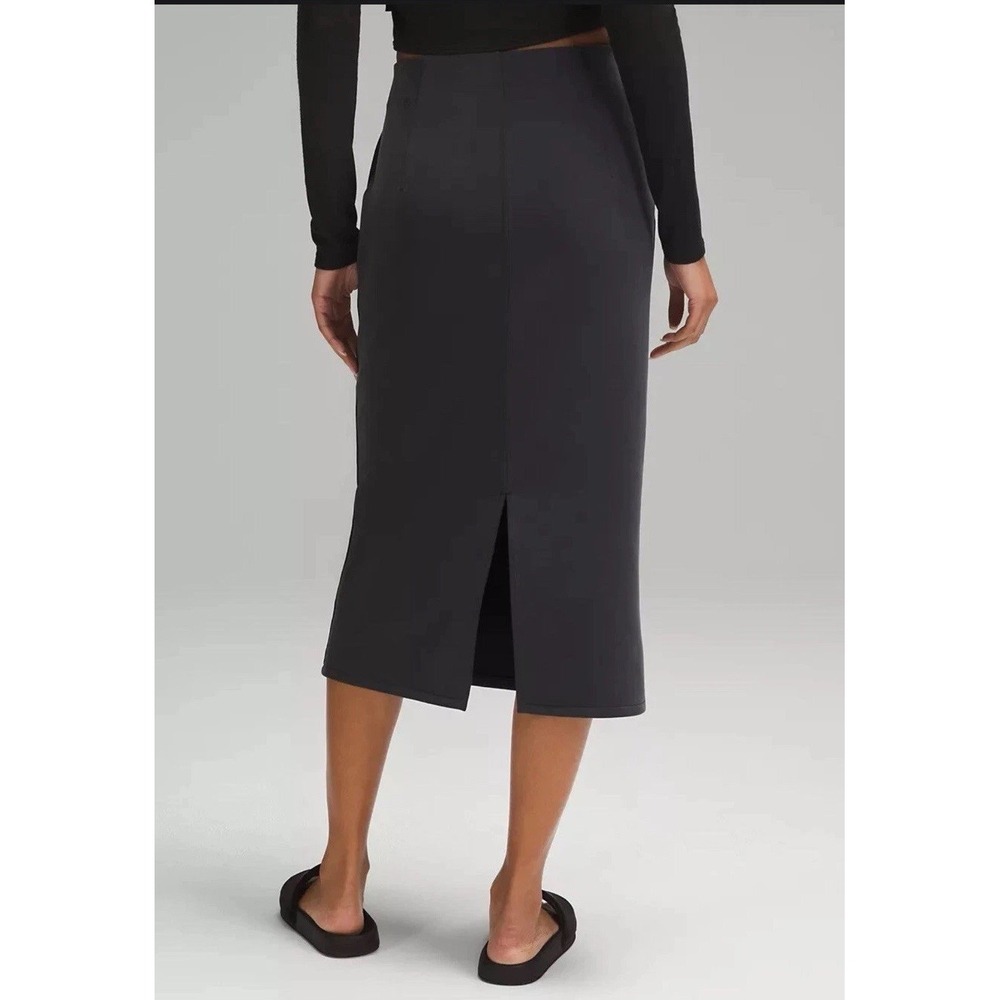 Lululemon Softstreme High Rise Midi Skirt, Retail $88 Washed Black Size 8 A Line - Picture 7 of 14